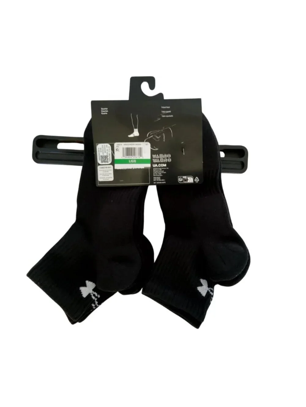 Under Armour Mens Training Cotton Socks Black Six pairs included Size Large